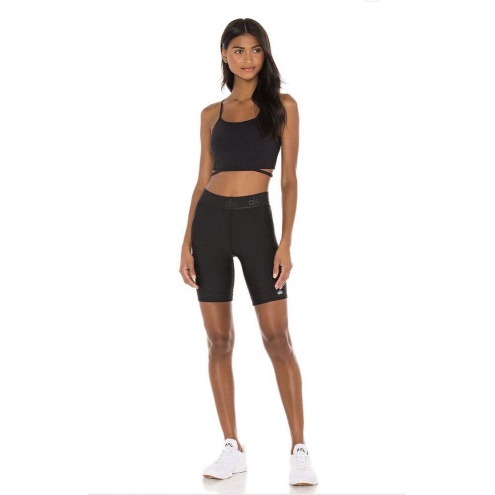alo Rider Shorts Black Active Wear Sport Work Out - Picture 4 of 8